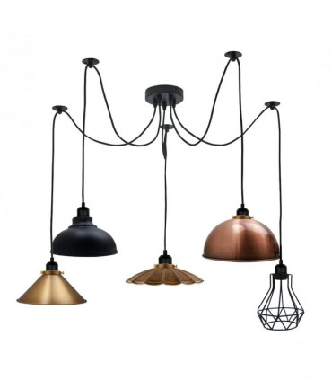 Retro Vintage Chandelier Ceiling Spider Light Industrial Pendant 5 Way DIY Lamp