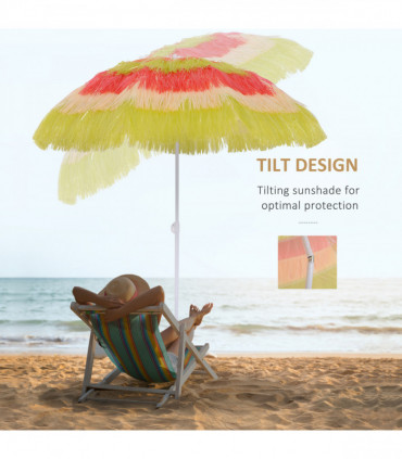 Hawaii Beach Umbrella Foldable Parasol-Rainbow