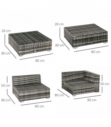 6 Pieces Rattan Furniture Set Conservatory Sofa Deluxe Wicker Garden