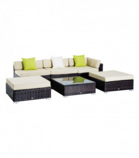 6 PCS Rattan Funiture Set-Brown/Beige
