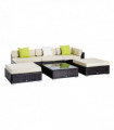 6 PCS Rattan Funiture Set-Brown/Beige