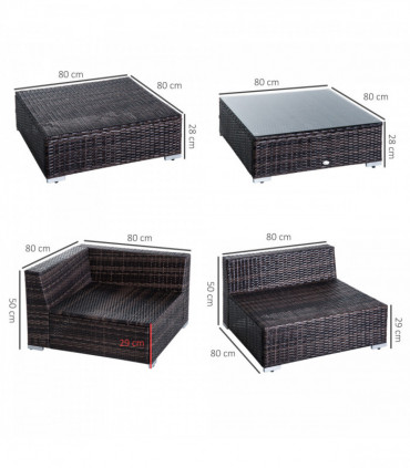 6 PCS Rattan Funiture Set-Brown/Beige