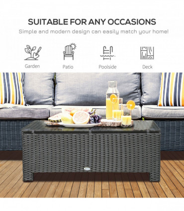 Rattan Coffee Table-Black