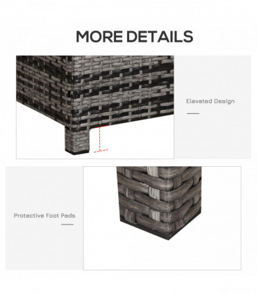 PE Rattan Garden Coffee Table w/ Tempered Glass Top Grey