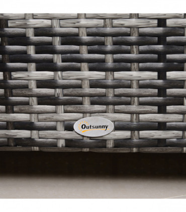 PE Rattan Garden Coffee Table w/ Tempered Glass Top Grey