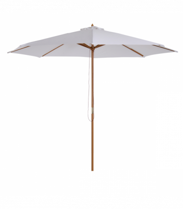 3m Fir Wooden Garden Parasol Sun Shade Outdoor Umbrella Canopy Cream
