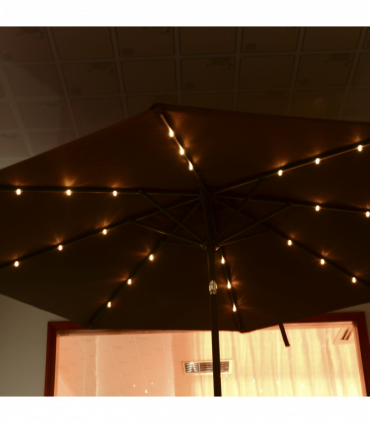 Umbrella Parasol 24 Solar LED-Brown/Coffee