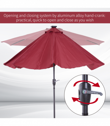 Umbrella Parasol 24 Solar LED-Wine Red