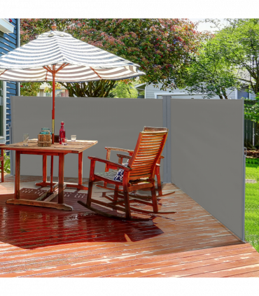 6 x 2m Patio Double Side Awning Folding Privacy Screen Fence Grey