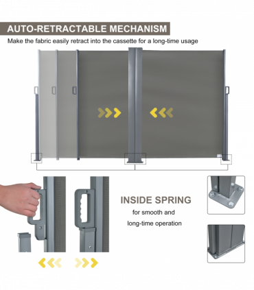 6 x 2m Patio Double Side Awning Folding Privacy Screen Fence Grey
