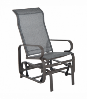 Outdoor Gliding Rocking Chair w/ Metal Frame for Patio, Backyard, Grey
