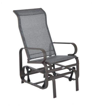 Outdoor Gliding Rocking Chair w/ Metal Frame for Patio, Backyard, Grey