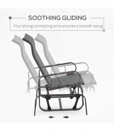 Outdoor Gliding Rocking Chair w/ Metal Frame for Patio, Backyard, Grey