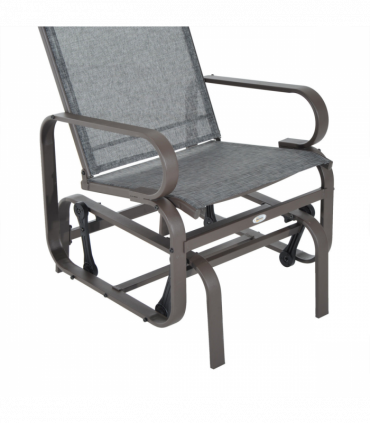 Outdoor Gliding Rocking Chair w/ Metal Frame for Patio, Backyard, Grey