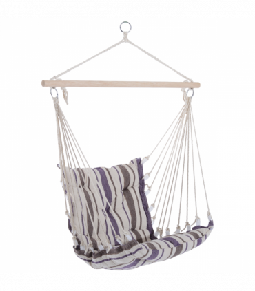 Hanging Swing Chair-Brown/White Stripes
