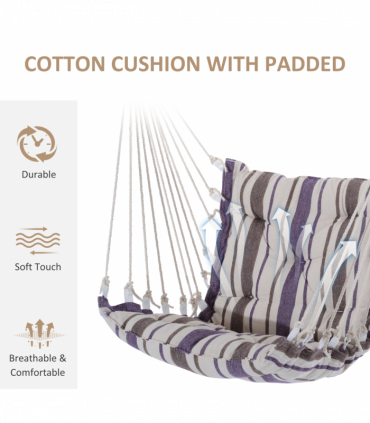 Hanging Swing Chair-Brown/White Stripes