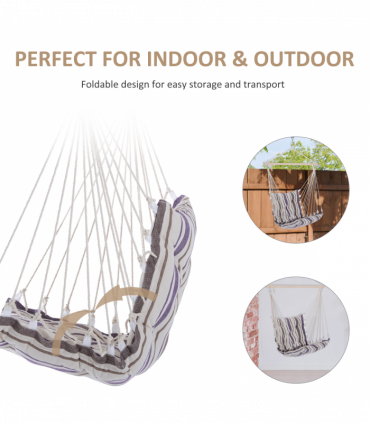 Hanging Swing Chair-Brown/White Stripes