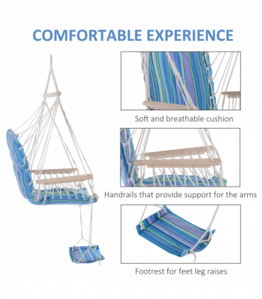 Hanging Swing Chair-Multi-Color/White Rope