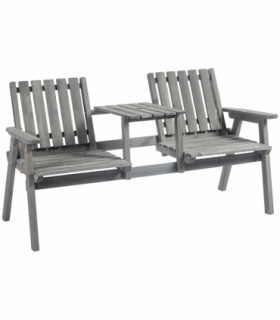 Outdoor 2-Seater Furniture Wooden Garden Bench for Yard, Lawn, Porch, Patio Grey
