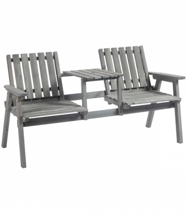 Outdoor 2-Seater Furniture Wooden Garden Bench for Yard, Lawn, Porch, Patio Grey