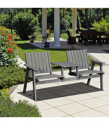 Outdoor 2-Seater Furniture Wooden Garden Bench for Yard, Lawn, Porch, Patio Grey