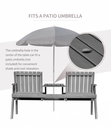 Outdoor 2-Seater Furniture Wooden Garden Bench for Yard, Lawn, Porch, Patio Grey