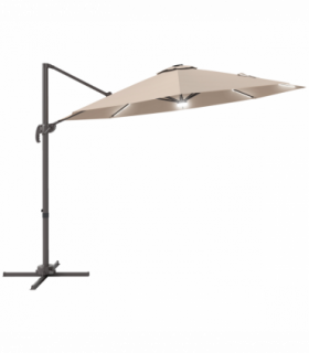 3(m) LED Cantilever Parasol Outdoor with Base Solar Lights Brown