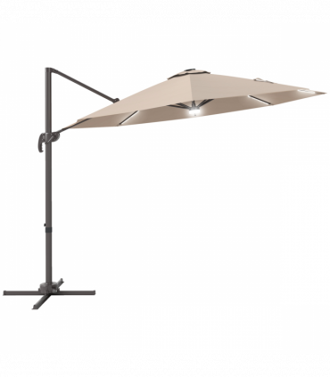 3(m) LED Cantilever Parasol Outdoor with Base Solar Lights Brown