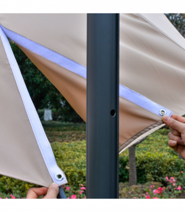 3(m) LED Cantilever Parasol Outdoor with Base Solar Lights Brown