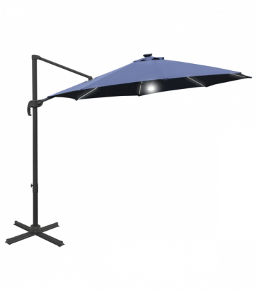 3(m) LED Cantilever Parasol Outdoor with Base Solar Lights Blue