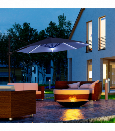 3(m) LED Cantilever Parasol Outdoor with Base Solar Lights Blue