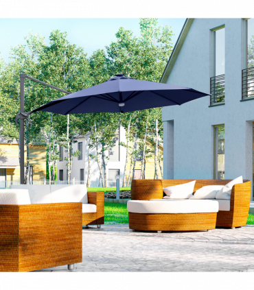 3(m) LED Cantilever Parasol Outdoor with Base Solar Lights Blue