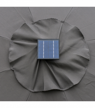 2.7m Garden Parasol Sun Umbrella Patio Summer Shelter w/ LED Solar Light Grey