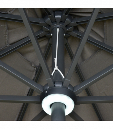 2.7m Garden Parasol Sun Umbrella Patio Summer Shelter w/ LED Solar Light Grey