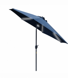 2.7m Garden Parasol Sun Umbrella Patio Summer Shelter w/ LED Solar Navy Blue