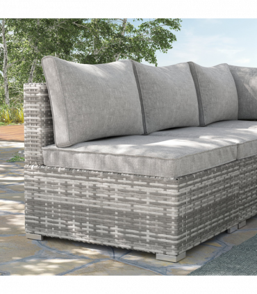 Outdoor Garden Furniture Rattan Single Middle Sofa w/ Cushions Grey