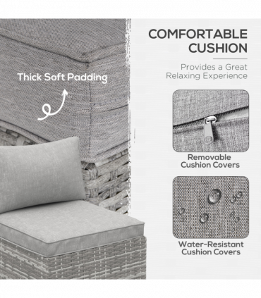 Outdoor Garden Furniture Rattan Single Middle Sofa w/ Cushions Grey