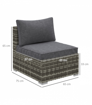 Outdoor Garden Furniture Rattan Single Sofa with Cushions