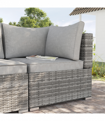 Rattan Corner Sofa Garden Rattan Furniture Single Sofa Chair Light Grey