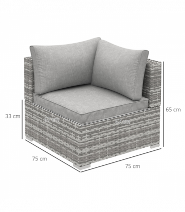 Rattan Corner Sofa Garden Rattan Furniture Single Sofa Chair Light Grey