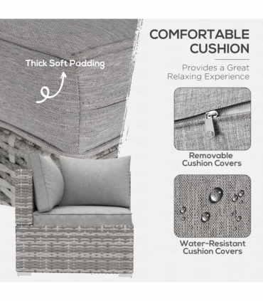 Rattan Corner Sofa Garden Rattan Furniture Single Sofa Chair Light Grey