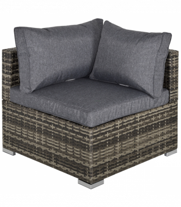 Rattan Corner Sofa Garden Rattan Furniture Single Sofa Chair Dark Grey