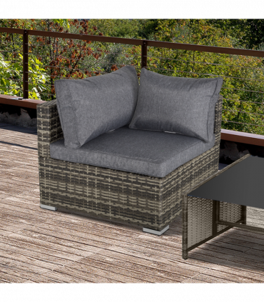 Rattan Corner Sofa Garden Rattan Furniture Single Sofa Chair Dark Grey