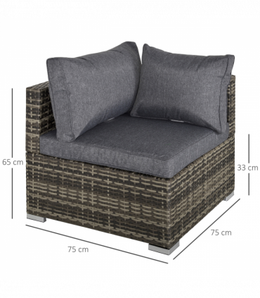 Rattan Corner Sofa Garden Rattan Furniture Single Sofa Chair Dark Grey
