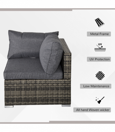 Rattan Corner Sofa Garden Rattan Furniture Single Sofa Chair Dark Grey