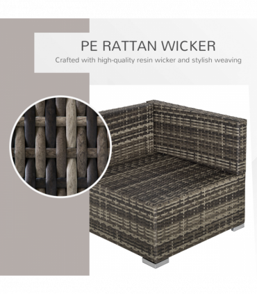 Rattan Corner Sofa Garden Rattan Furniture Single Sofa Chair Dark Grey