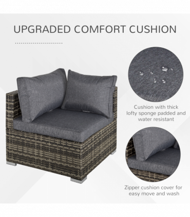 Rattan Corner Sofa Garden Rattan Furniture Single Sofa Chair Dark Grey