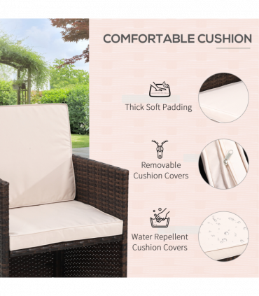 9PC Rattan Garden Furniture Set 8 Wicker Dining Chairs Footrest Table - Brown