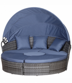 6-Seater Outdoor Garden Rattan Sun Bed Furniture Set Grey