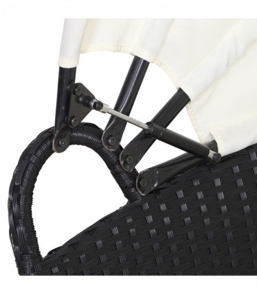 PE Rattan 5-Piece Outdoor Garden Round Sofa w/ Canopy Black